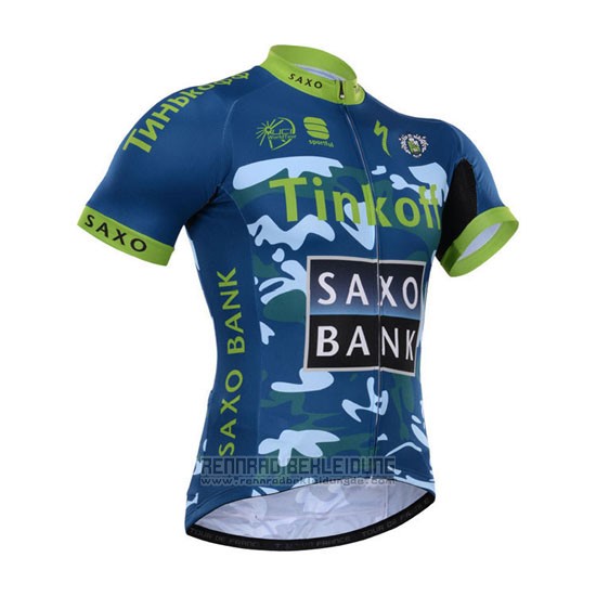 2015 Fahrradbekleidung Tinkoff Saxo Bank Azurblau und Blau Trikot Kurzarm und Tragerhose